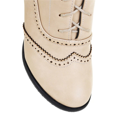 ✨ Sapato Feminino Brogue de Luxo – Estilo Britânico com Salto Alto e Amarração ✨