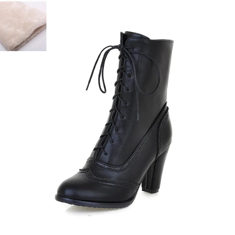 ✨ Sapato Feminino Brogue de Luxo – Estilo Britânico com Salto Alto e Amarração ✨