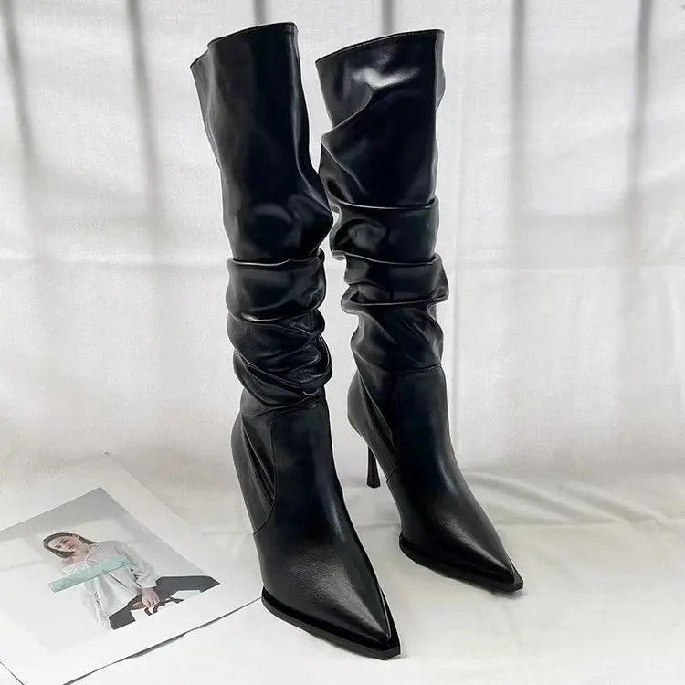 🤍 Bota Knee-High Feminina – Stiletto Elegante em Design Europeu Minimalista 🤍