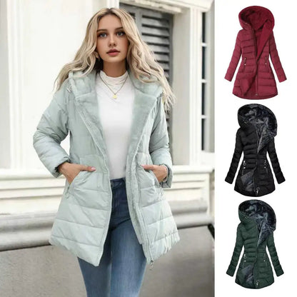 Casaco Feminino de Inverno com Forro Peluciado – Quentinho, Elegante e À Prova de Vento