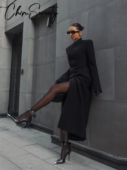 Elegância de Alto Padrão 2025 – Casaco Feminino Longo com Cintura Marcada