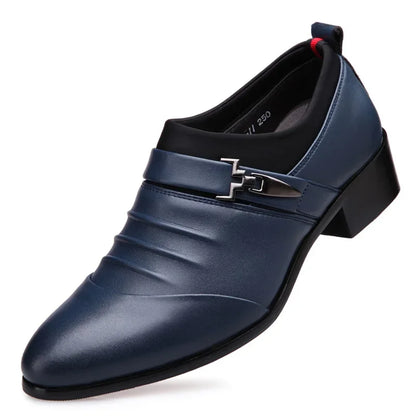 Sapato Masculino de Couro com Forro Plush – Elegância Europeia com Elevação Interna