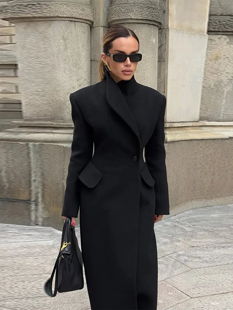 Casaco Feminino Elegante com Botão Único – Estilo Luxuoso 2025