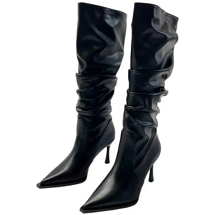🤍 Bota Knee-High Feminina – Stiletto Elegante em Design Europeu Minimalista 🤍