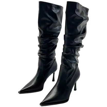 🤍 Bota Knee-High Feminina – Stiletto Elegante em Design Europeu Minimalista 🤍