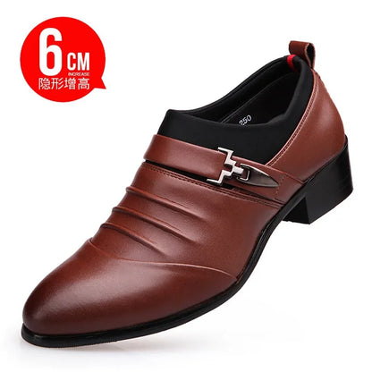 Sapato Masculino de Couro com Forro Plush – Elegância Europeia com Elevação Interna