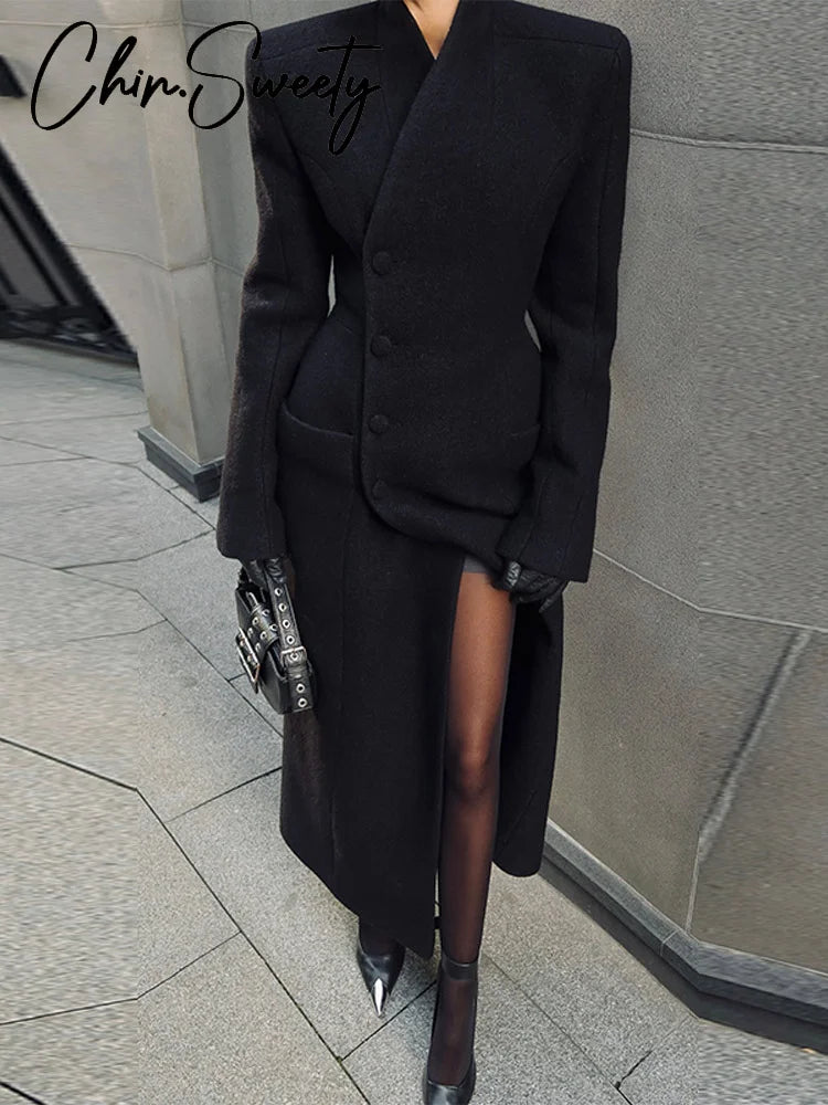 Elegância de Alto Padrão 2025 – Casaco Feminino Longo com Cintura Marcada