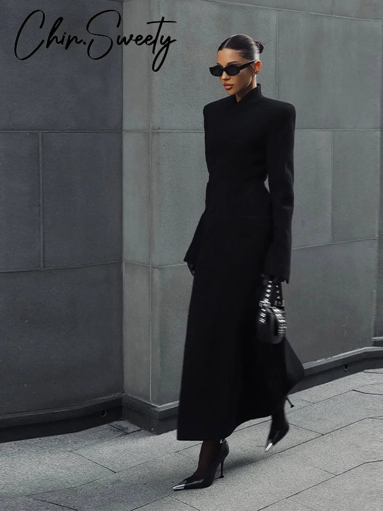 Elegância de Alto Padrão 2025 – Casaco Feminino Longo com Cintura Marcada