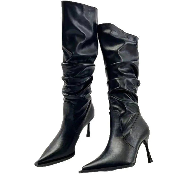 🤍 Bota Knee-High Feminina – Stiletto Elegante em Design Europeu Minimalista 🤍