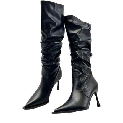 🤍 Bota Knee-High Feminina – Stiletto Elegante em Design Europeu Minimalista 🤍