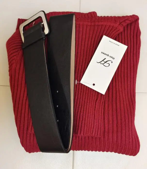 Vestido Midi Gola alta com cinto